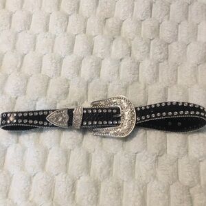 Black Studded Belt with Silver Buckle
